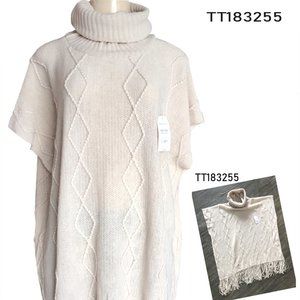 TT183255- Oatmeal Fringe Poncho